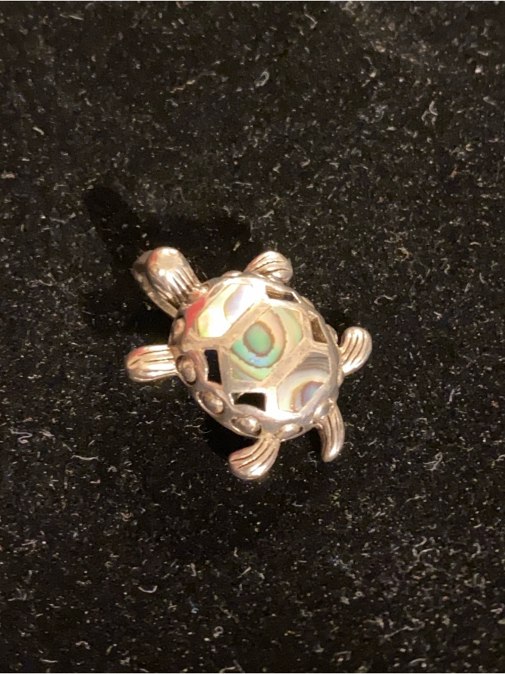925 Sterling Silver Sea Turtle Pendant with Paua Shell Inlay